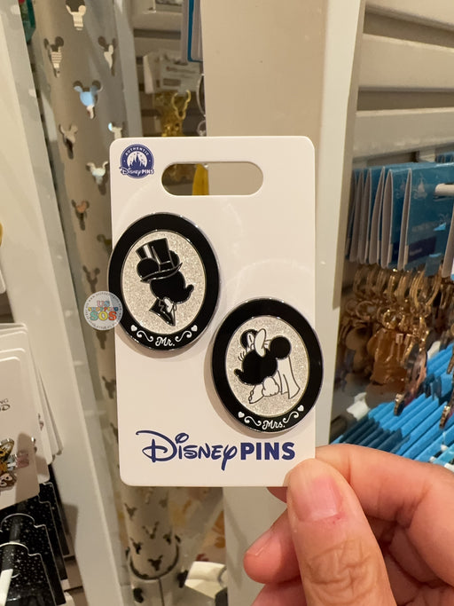 HKDL - Mickey Mouse and Minnie Mouse Shadow Silhouettes ''Mr. and Mrs.'' Pin Set