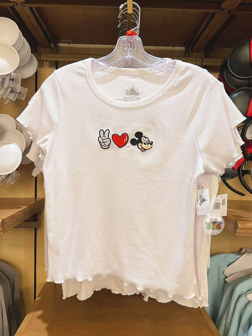 DLR/WDW - Disney Girly Collection x Mickey Mouse ‘Mickey Glove, Heart, Mickey’ Baby Tee (Adult)