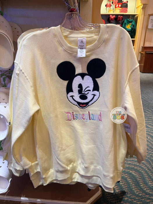 DLR/WDW - Mickey Mouse Face Icon Park Logo Butter Yellow Fleece Pullover (Adult)