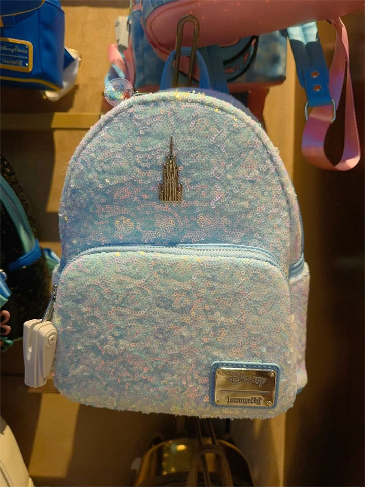 HKDL - Loungefly Frozen 10th Anniversary Elsa Crystal Ice Holiday Sequin Mini Backpack