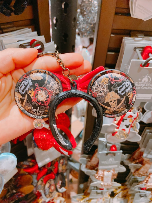 SHDL - Minnie Mouse All Over Print Pirates of the Caribbean Red Ribbon Ear Headband x Keychain