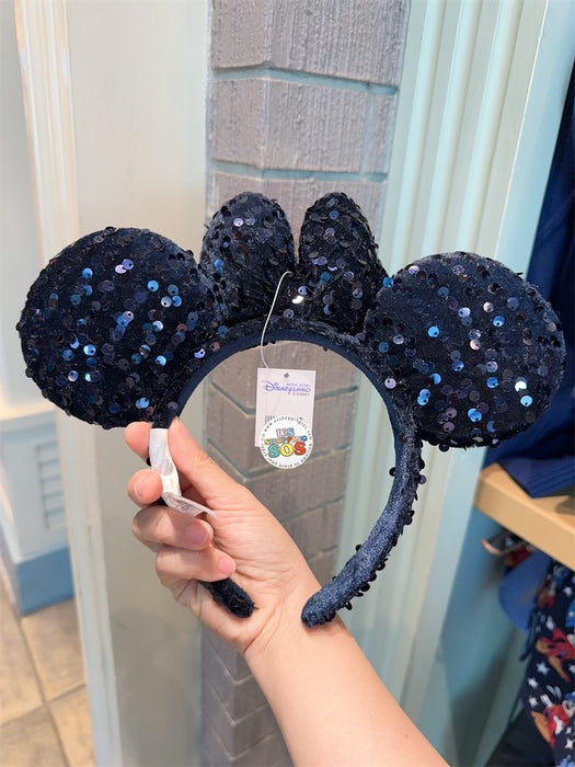 HKDL - Minnie Velvet & Sequin Navy Color Ear Headband