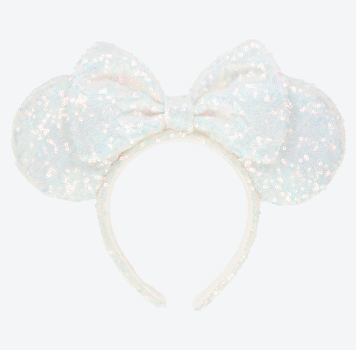TDR - Minnie Mouse "Sparkling White" Sequin Bow Ear Headband (Release Date: July 18, 2024)