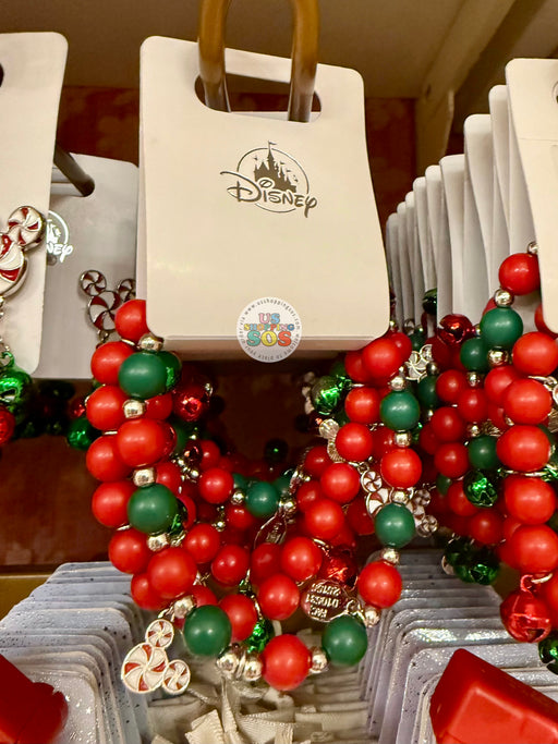 DLR/WDW - Christmas 2025 - Mickey Icon Peppermint Candy Jingle Bell Bracelet