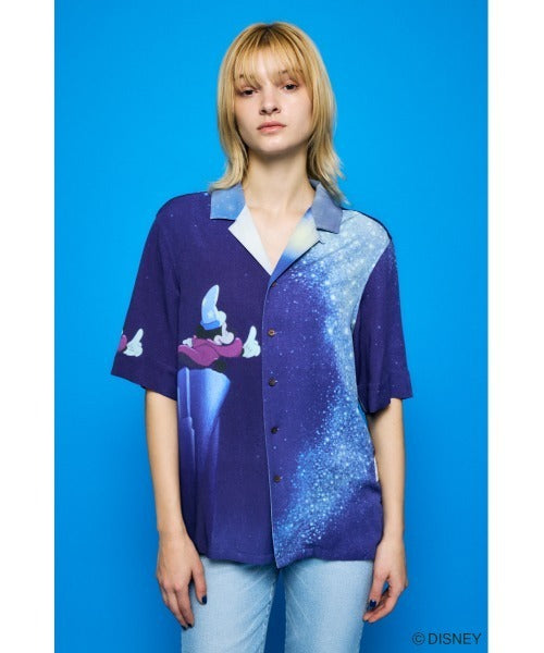 Japan Exclusive - Disney SERIES CREATED by MOUSSY x Retro Fantasia Mickey Mouse Famous Scene Shirt for Adults (Color: Navy)