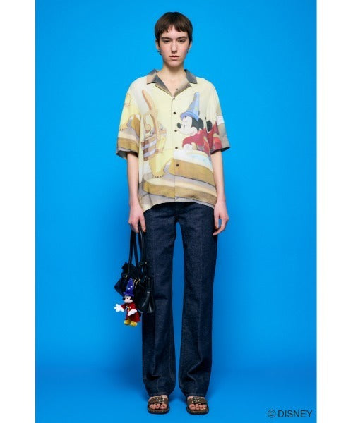 Japan Exclusive - Disney SERIES CREATED by MOUSSY x Retro Fantasia Mickey Mouse Famous Scene Shirt for Adults (Color: Beige)