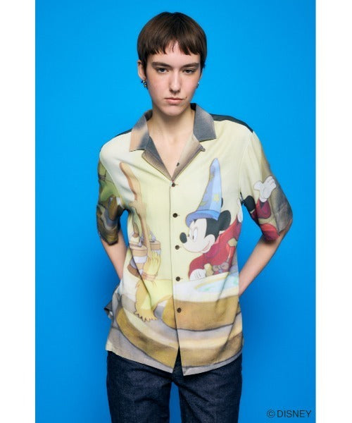 Japan Exclusive - Disney SERIES CREATED by MOUSSY x Retro Fantasia Mickey Mouse Famous Scene Shirt for Adults (Color: Beige)