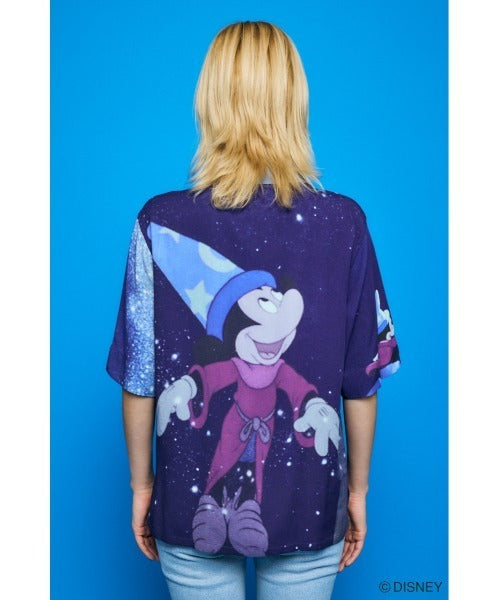 Japan Exclusive - Disney SERIES CREATED by MOUSSY x Retro Fantasia Mickey Mouse Famous Scene Shirt for Adults (Color: Navy)
