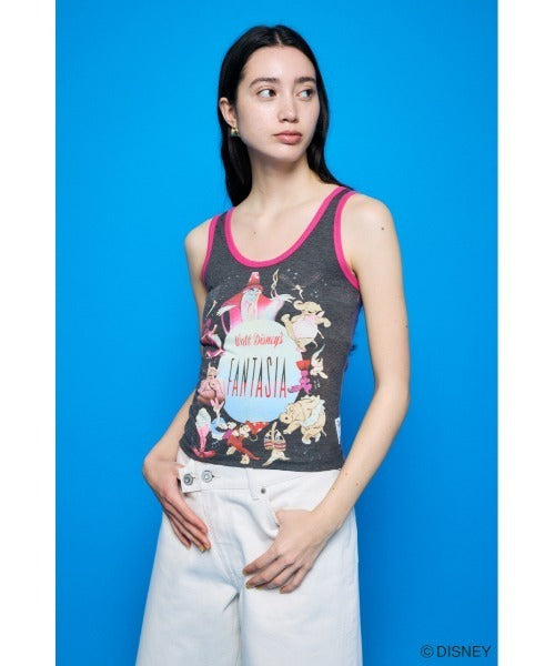 Japan Exclusive - Disney SERIES CREATED by MOUSSY x Retro Fantasia Mickey Mouse Poster Tank Top (Color: Black)