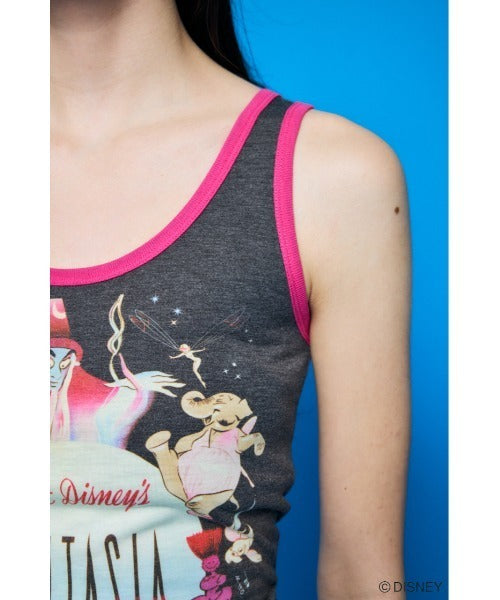 Japan Exclusive - Disney SERIES CREATED by MOUSSY x Retro Fantasia Mickey Mouse Poster Tank Top (Color: Black)