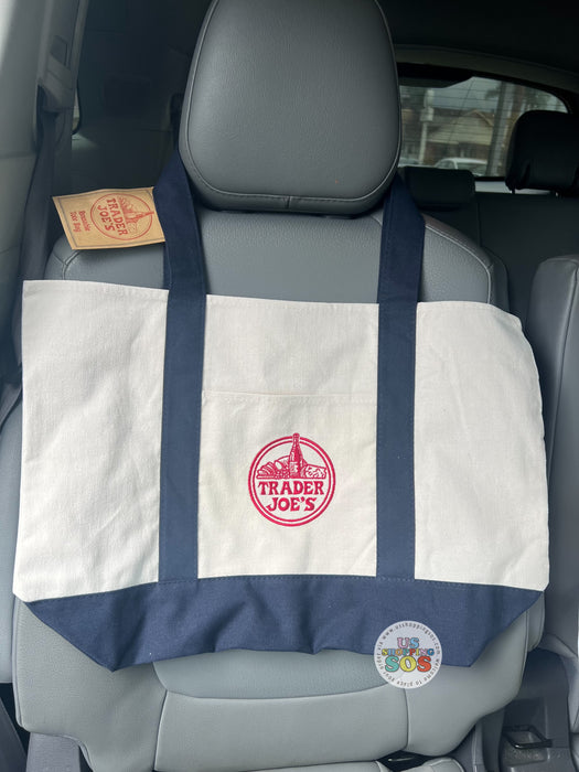Trader Joe’s - Logo Blue Strap Reusable Canvas Tote Bag