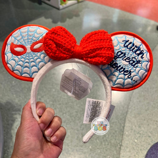 DLR/WDW - Marvel Spider-Man with Great Power Red Knit Bow Embroidered Ears Headband