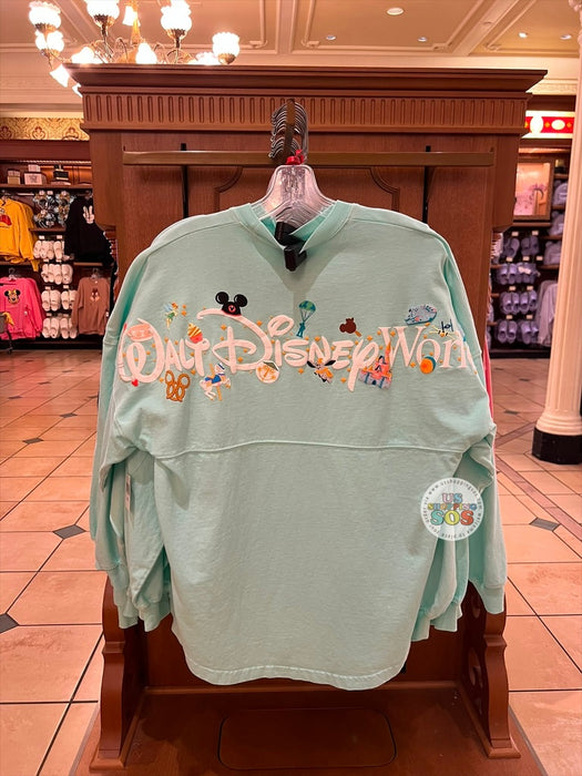 WDW - Spirit Jersey Park Icons "Walt Disney World" White Puffy Ink Fresh Mint Breeze Pullover (Adult)