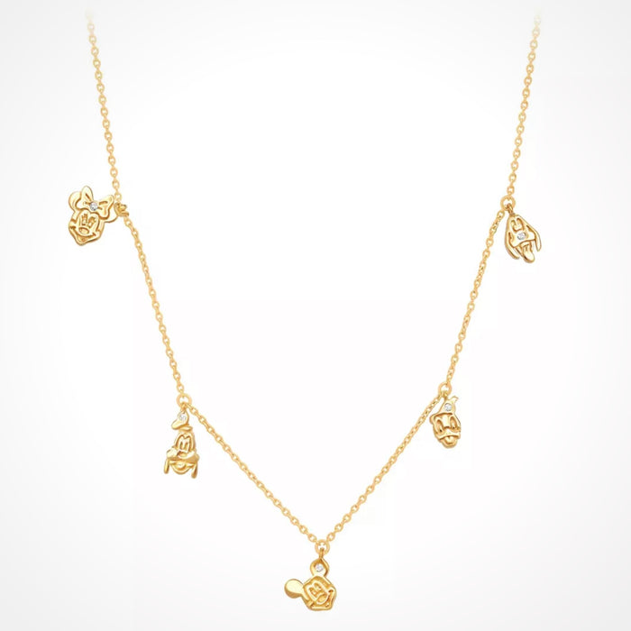 DLR/WDW - Crislu Mickey & Friends Face Icon 18KGold Finished Sterling Silver Necklace