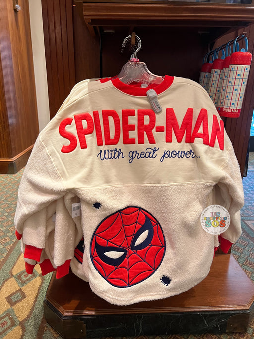DLR/WDW - Marvel Spirit Jersey "Spider-Man with Great Power" Sherpa Fluffy Cream Pullover (Adult)