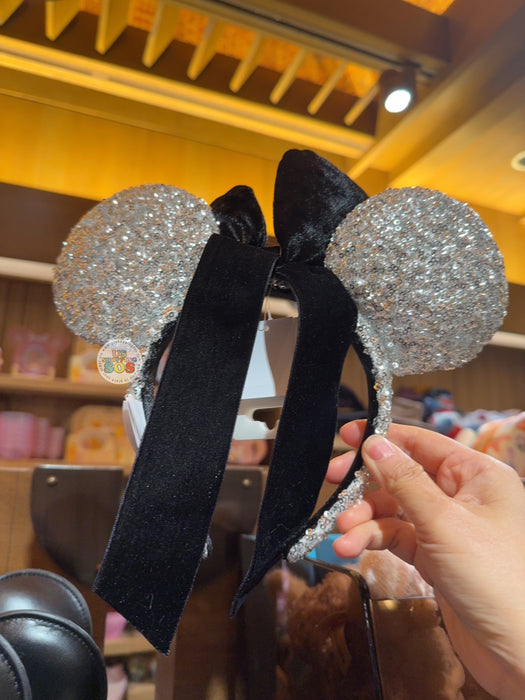 HKDL - Minnie Mouse Sequined Ear Headband (Color: Silver)