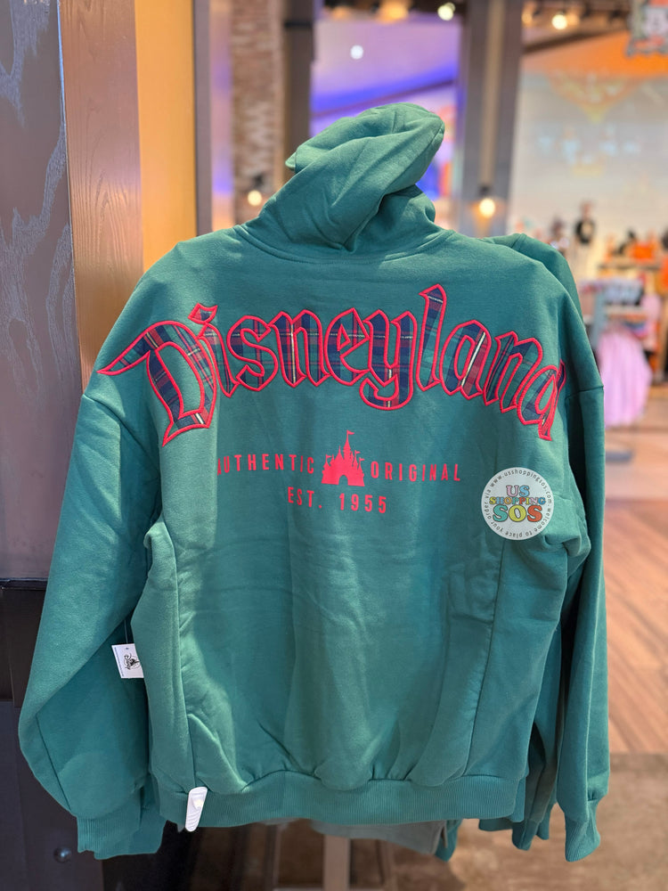DLR/WDW - Christmas 2025 - Red Green Plaid Park Logo Authentic Castle Original Green Zip Hoodie Jacket (Adult)
