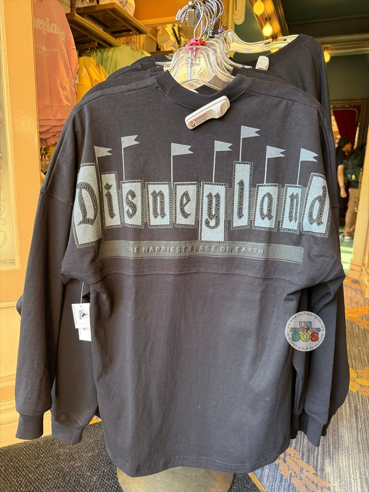 DLR/WDW - Spirit Jersey Disneyland Marquee Rhinestone Black Pullover (Adult)
