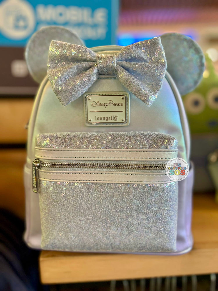 DLR/WDW - Loungefly Minnie Cinderella Blue Sequin & Imitation Leather Backpack