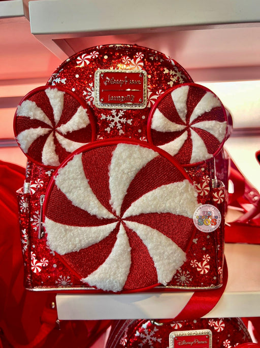 DLR/WDW - Christmas 2025 - Loungefly Mickey Icon Peppermint Candy Backpack