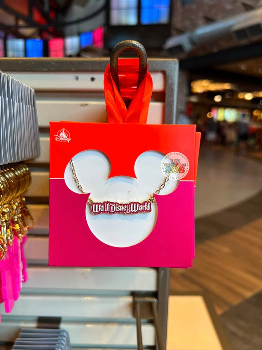 DLR/WDW - Logo Mania 2026 Fantasyland Feels - Bright Pink Park Marquee Necklace