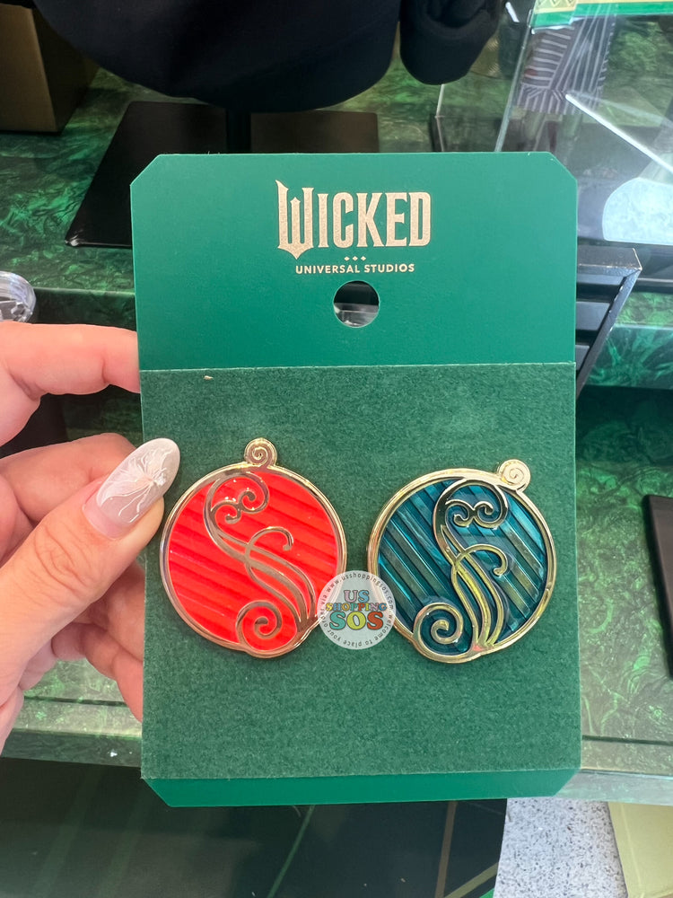Universal Studios - Wicked - Shiz University Red Orange & Blue Green Logo Pin
