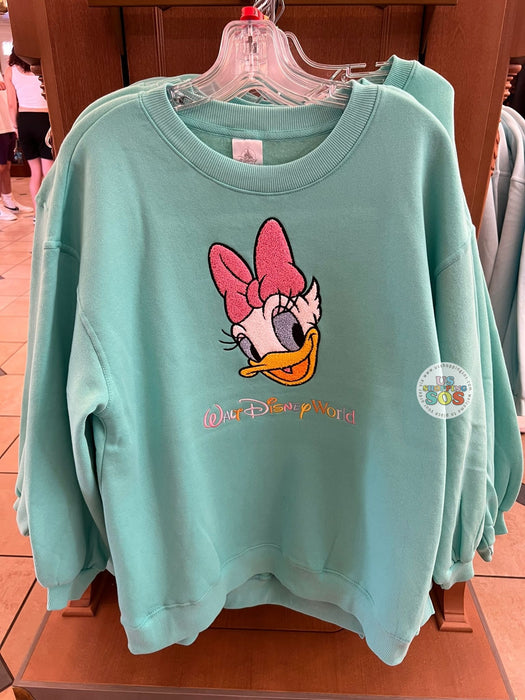 DLR/WDW - Daisy Duck Face Icon Park Logo Mint Green Fleece Pullover (Adult)