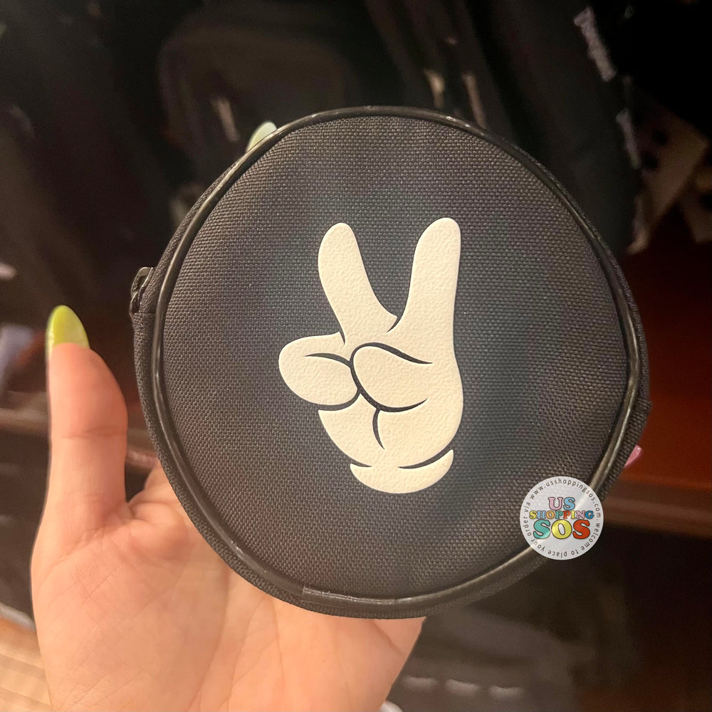 DLR - Disneyland Mickey Victory Hand Black Round Coin Pouch