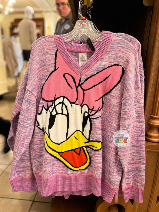 DLR/WDW - Daisy Purple-and-White Marled Knit V-Neck Sweater (Adult)