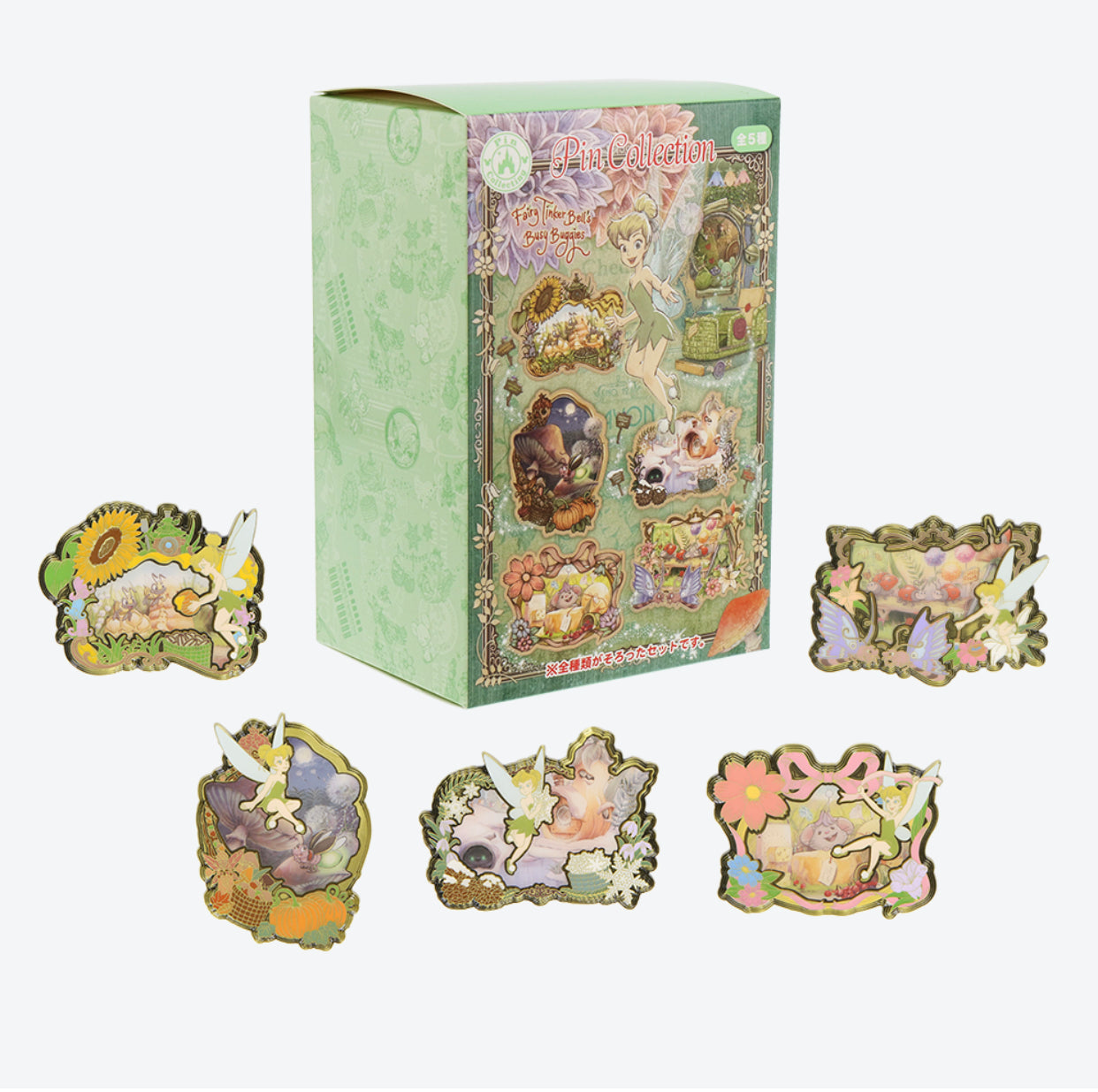 TDR - Fantasy Springs "Fairy Tinkerbell's Busy Buggy" Collection x Pin Badges Full Box Set