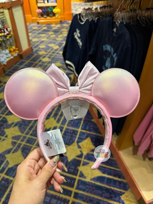 DLR/WDW - Minnie Sweet Pink Pearl Bow Imitation Leather Headband