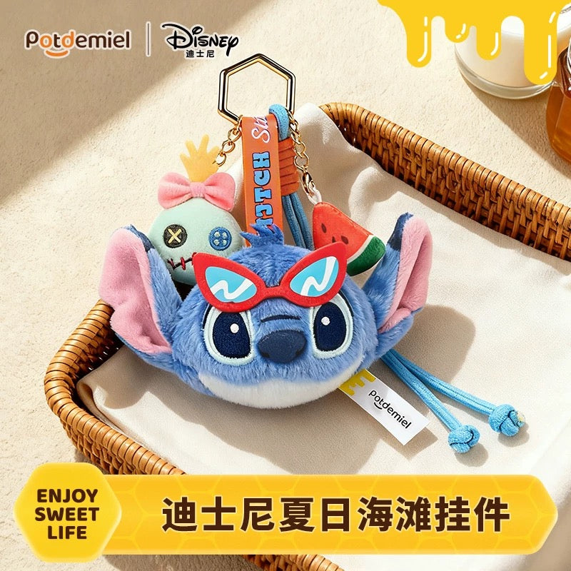 China Exclusive- Summer Beach Fun & Cute Stitch Plush Keychain