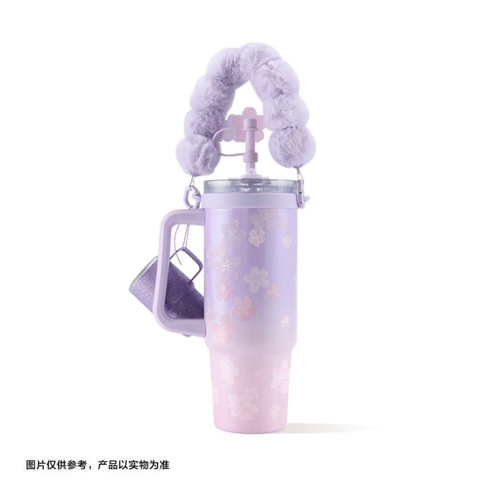 Starbucks China - Twilight Sakura 2026 - 7S. Cherry Blossom Dual-Opening Stainless Steel Tumbler with Cup-Shaped Charm 900ml