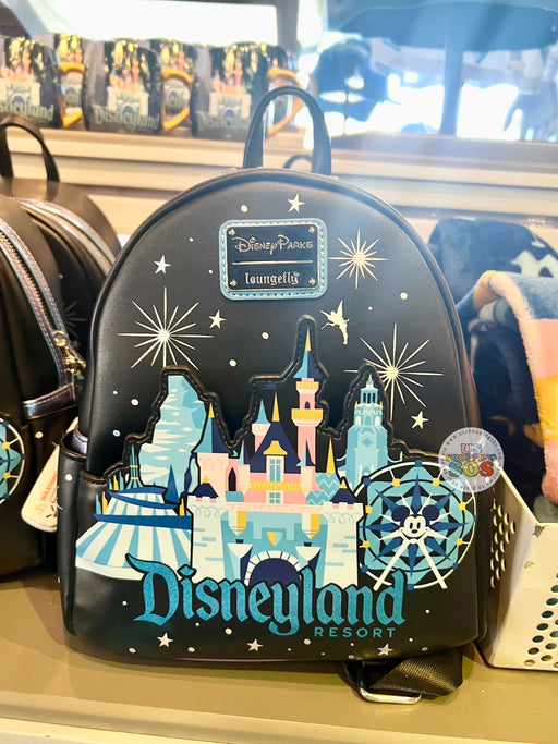 disneyland mini backpack Loungefly Disney Minnie Rocks The Dots Classic The top of the bag features quilted material with images of evergreen trees The Loungefly mini backpack is