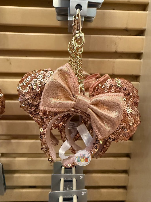 DLR/WDW - Miniature Minnie Rose Gold Sequin Headband Keychain