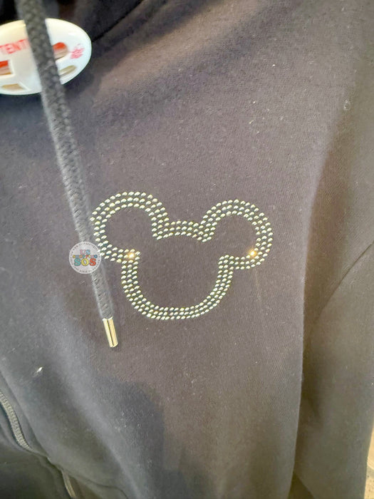DLP - Crystal Mickey Icon "The Place where Dreams Come True!" Disneyland Paris Black Hoodie Zip Jacket for Adults