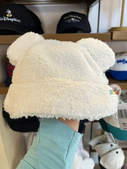 DLR/WDW - Mickey Fluffy Sherpa White Ear Beanie (Adult 58cm)