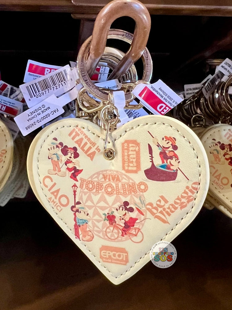 WDW - Epcot World Showcase Italy - Mickey & Minnie Heart-Shape Keychain