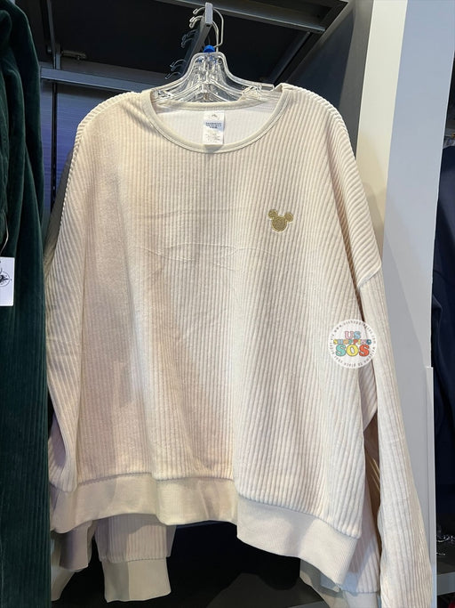 DLR/WDW - Christmas 2025 - Embroidered Mickey Icon Cream Corduroy Pullover (Adult)