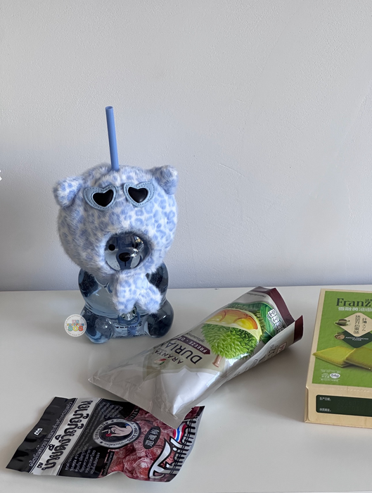 Starbucks China - 2026 Leopard Print Brown Series Bearista Glass 660ml with Stickers Color: Blue (Release Date: Aug 4, 2026)
