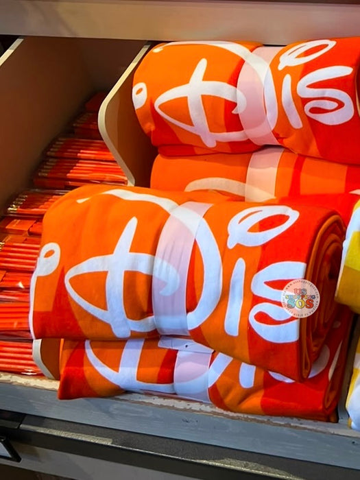 DLR/WDW - Logo Mania 2026 Park Hopper - Bright Orange Park Logo Blanket Throw 50” x 60”