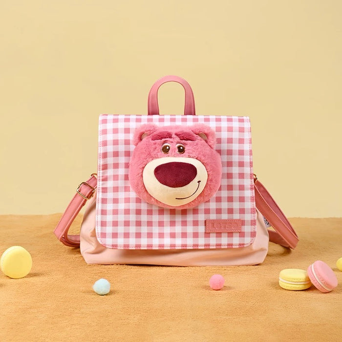 China Exclusive- Toy Story Lotso Big Face “Checkered Style’ 2 Ways Bag (Backpack & Shoulder Bag)