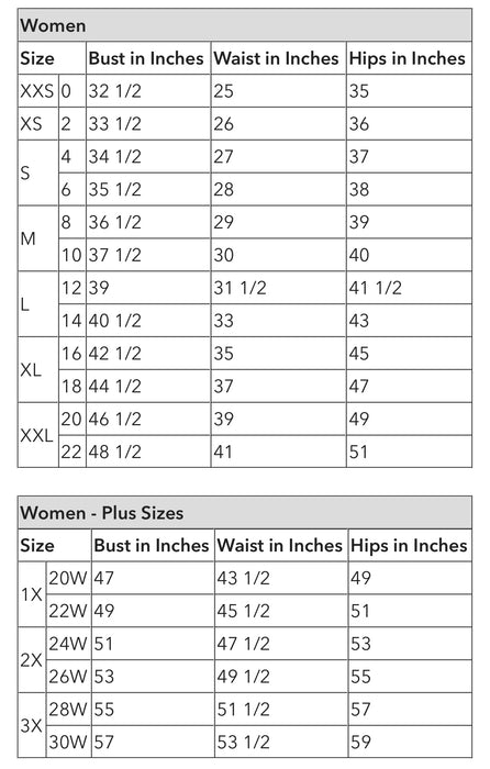 Lush Fashion Lounge Sizing Chart