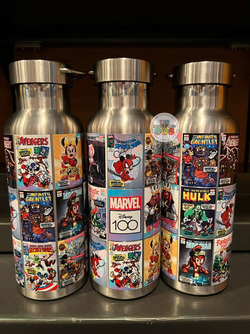 DLR/WDW - Disney100 Marvel x Mickey & Friends - All-Over-Print Comics Stainless Steel Water Bottle