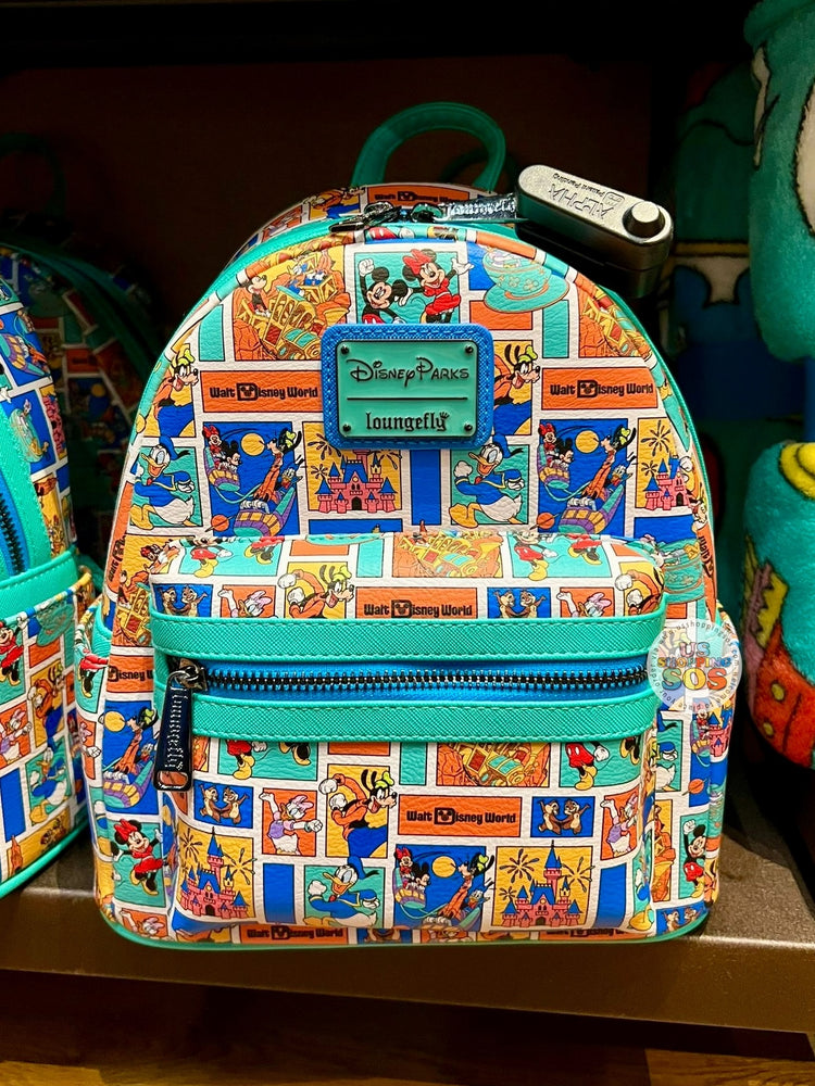 DLR/WDW - Loungefly Mickey & Friends Retro Park Attraction Collage Backpack