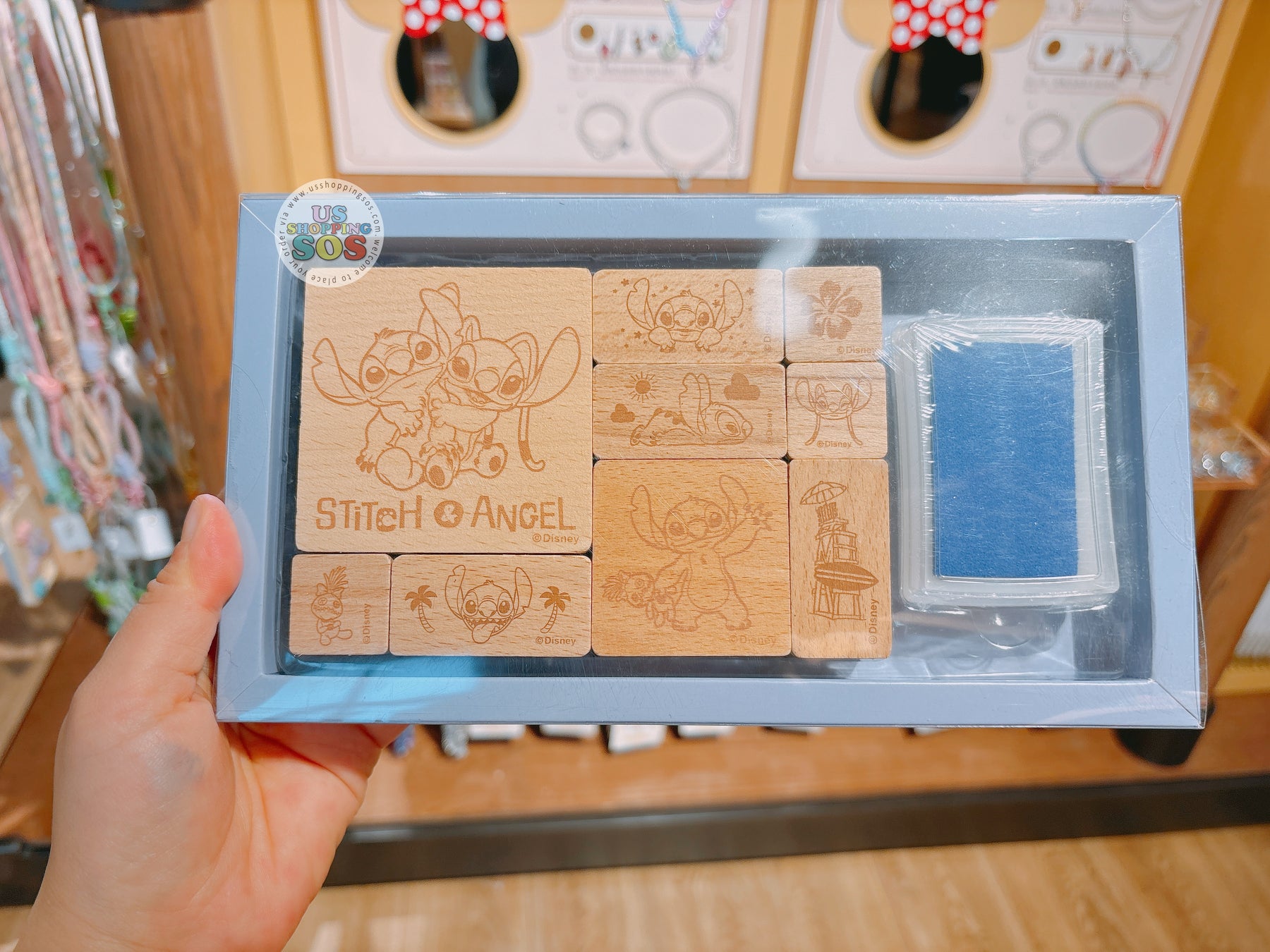 SHDL - Stitch & Angel & Scrump Wooden Stamps & Stamp Pad Set