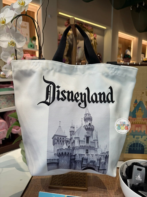 DLR/WDW - Black & White Castle Photo Embroidered Park Logo Canvas Tote