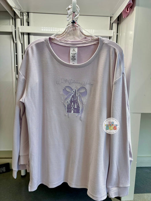 DLR/WDW - Disney Girly 2026 - Pastel Purple Ribbon & Castle Long Sleeved Top (Adult)
