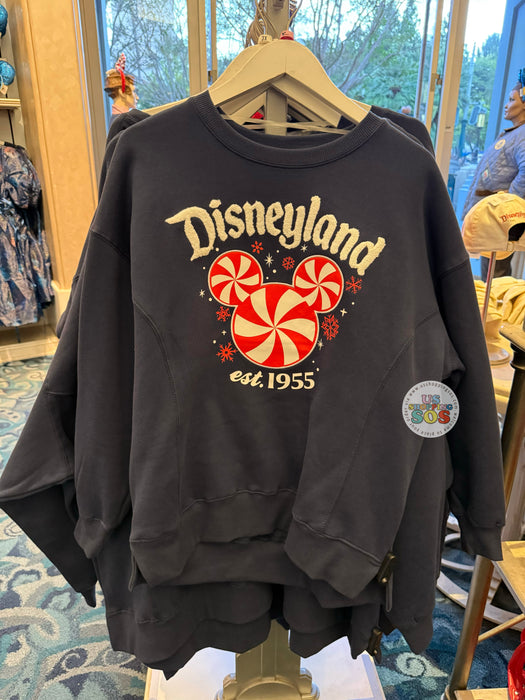 DLR/WDW - Christmas 2025 - Mickey Icon Peppermint Candy Park Logo Dark Navy Pullover (Adult)