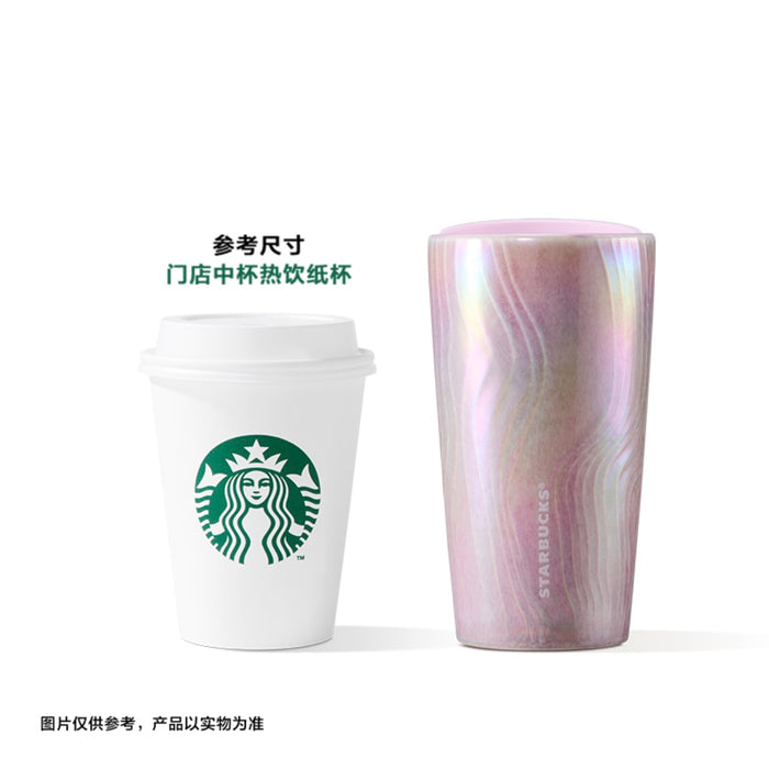 Starbucks China - Twilight Sakura 2026 - 24O. Cherry Blossom Wave Iridescent Double Wall Ceramic Cup 355ml